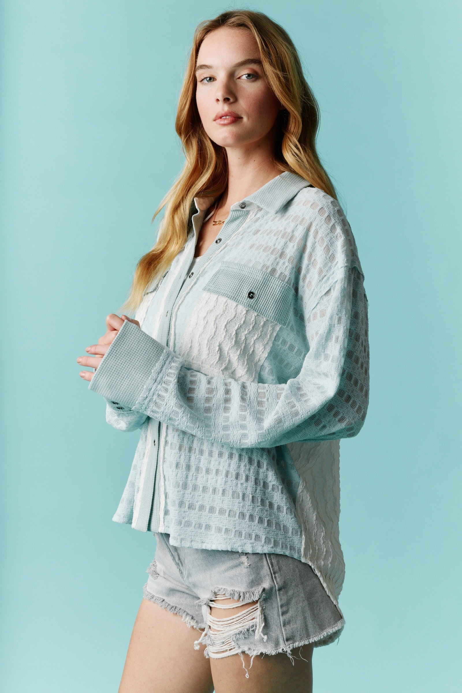 Mint Long Sleeve Button Down Shirt