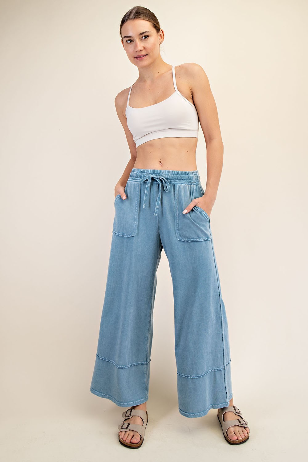 Curvy Cotton Raw Edge Seam Poly Pant