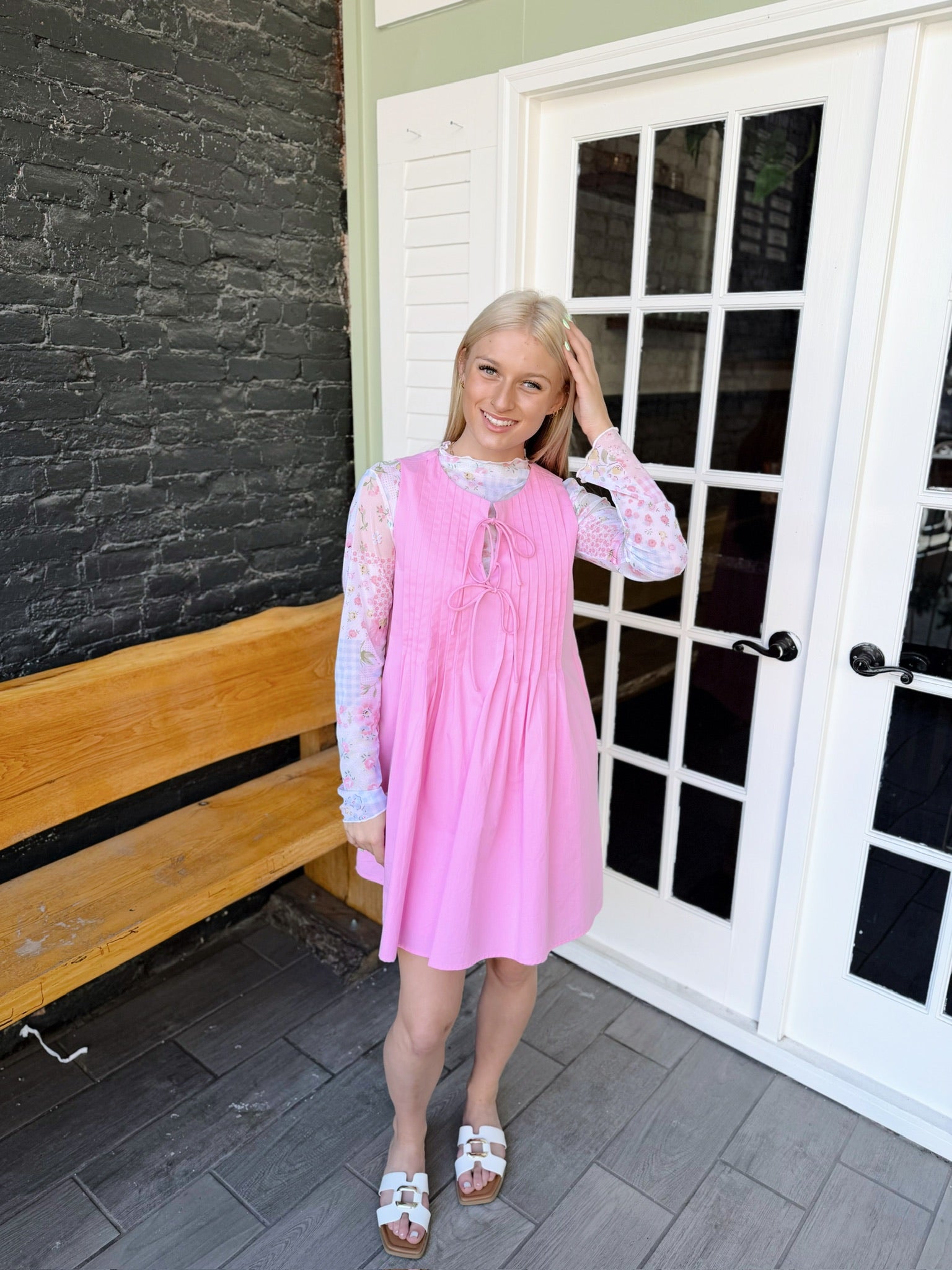 Front Tie Pleated Dress