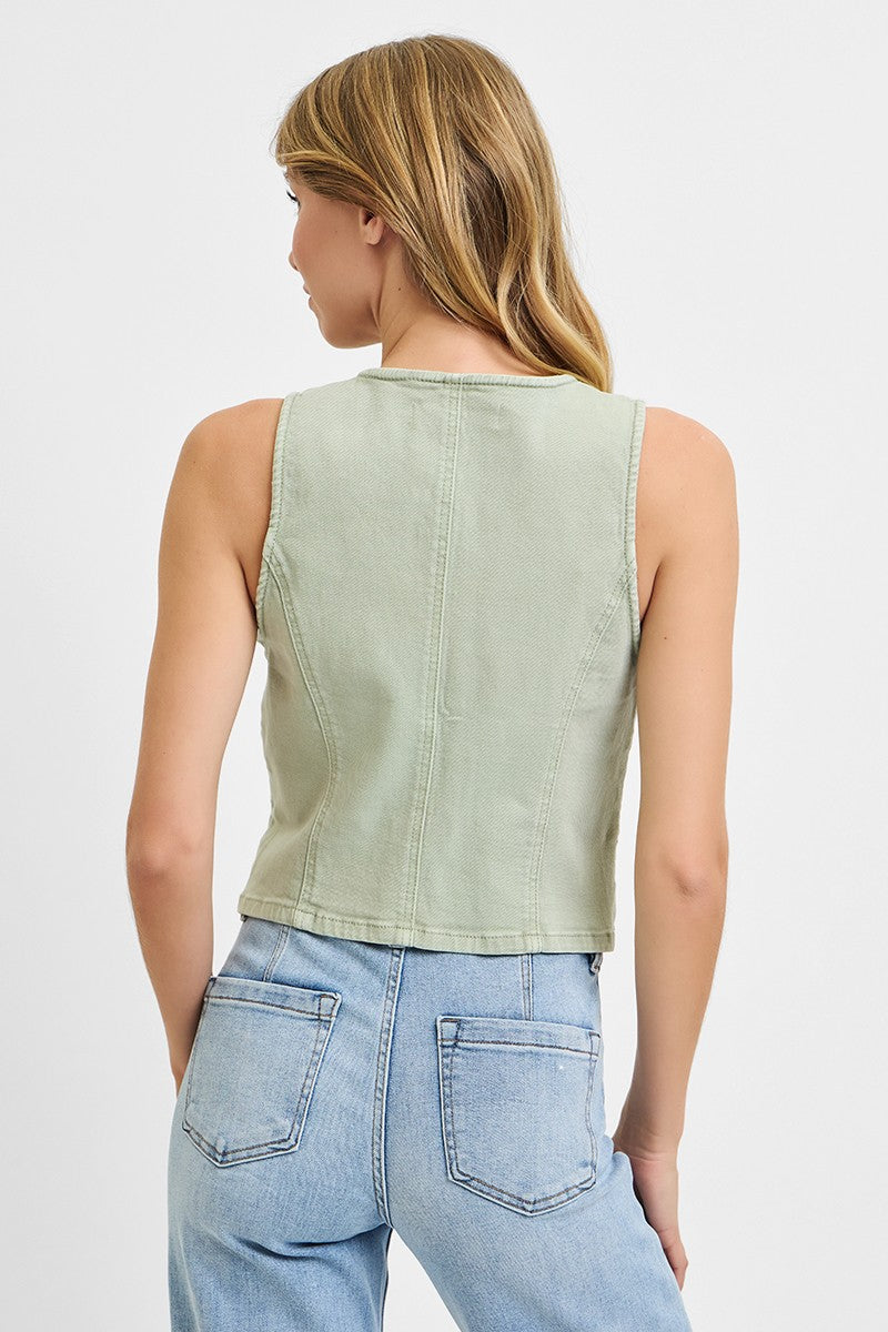 V-Neck Button Down Vest
