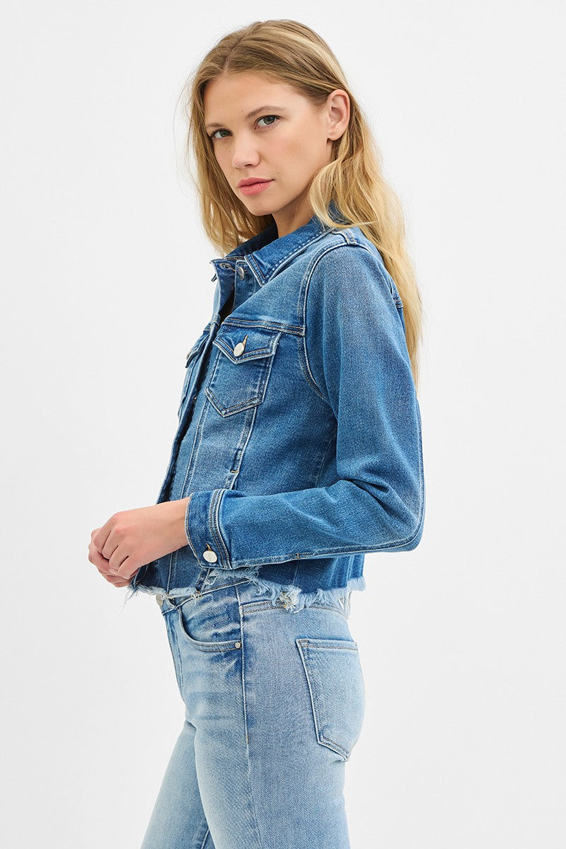 Curvy Irregular Fray Hemmed Jacket