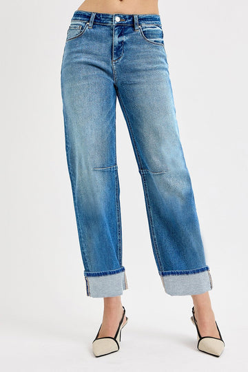 Chyler's Crop Barrel Cuffed Jeans