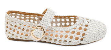 Robin's Weaved Ivory Gold Buckle Flats