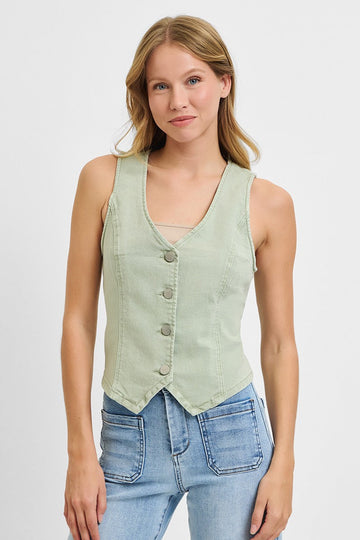 V-Neck Button Down Vest