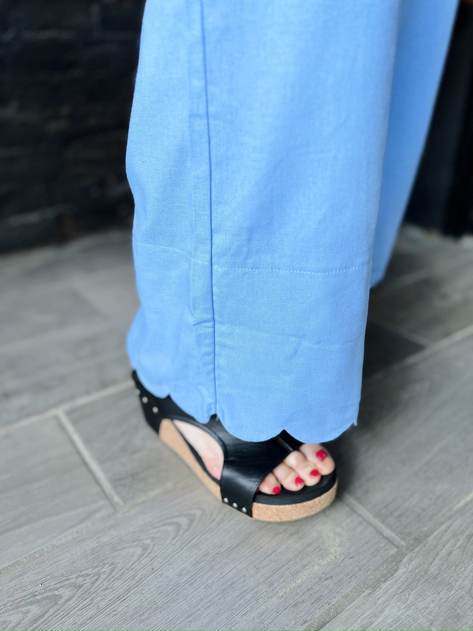 Light Blue Pants W/ Scallop Detail