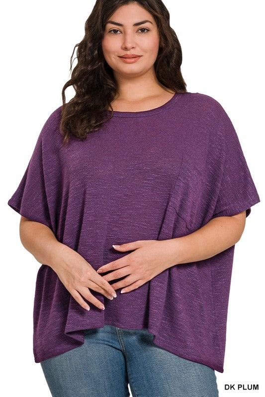 Curvy Dolman Sleeve Lightweight Sweater Top