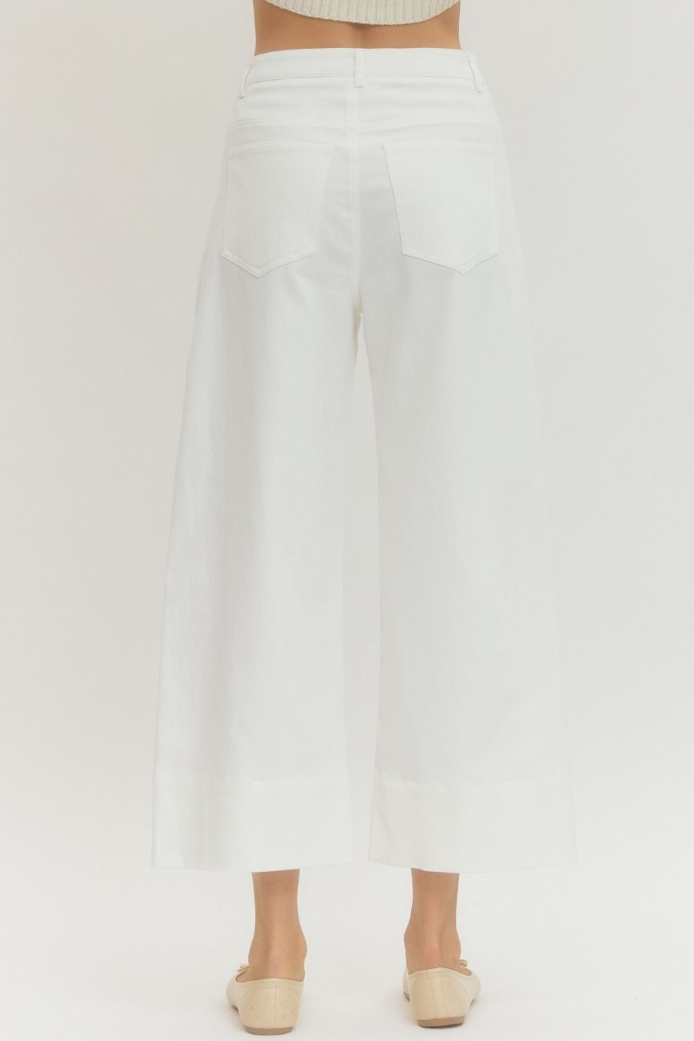White Pintuck Wide Leg Pants