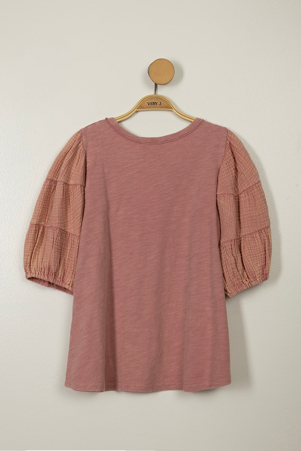 Blush Puff Gauze Sleeve Top