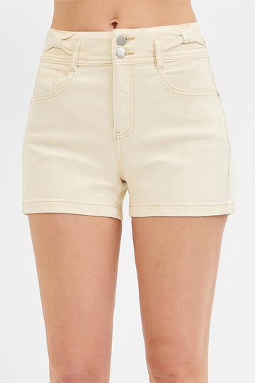 Becky's Ivory High Rise Bow Detail Shorts