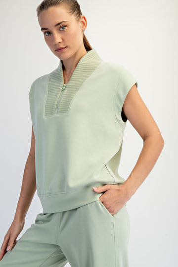 Modal Poly Span Ribbed Quarter Zip