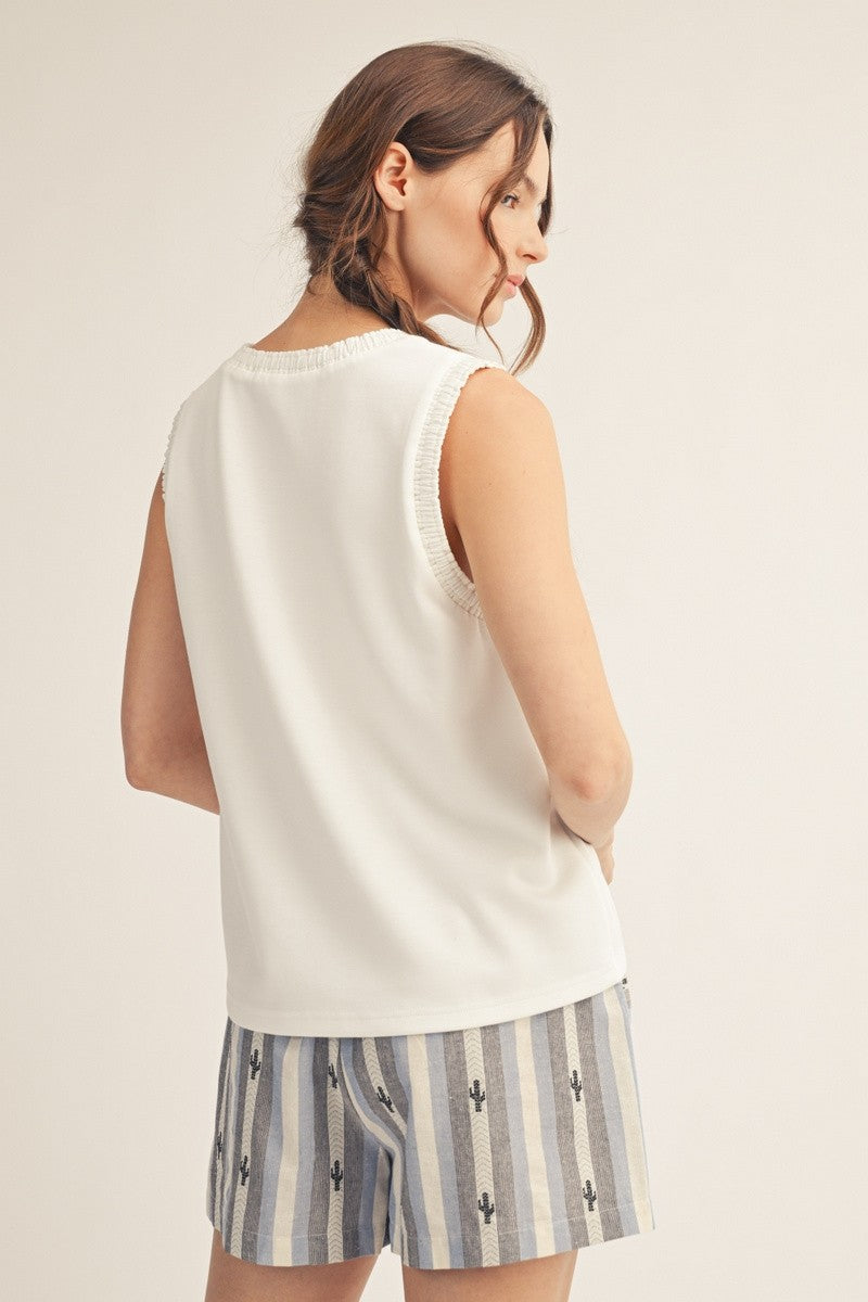 Smocking Edge Detail Tank Top