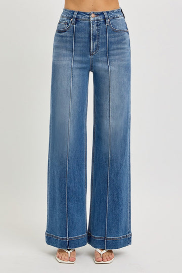 Ollie's High Rise Wide front Pintuck Jeans