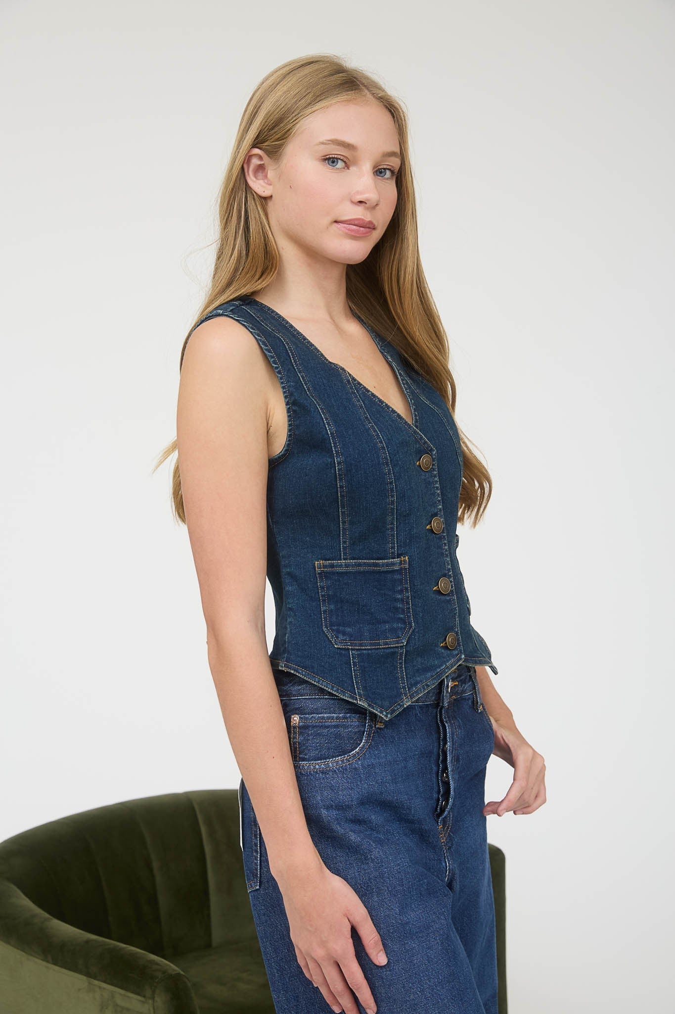 Button Down Denim Vest