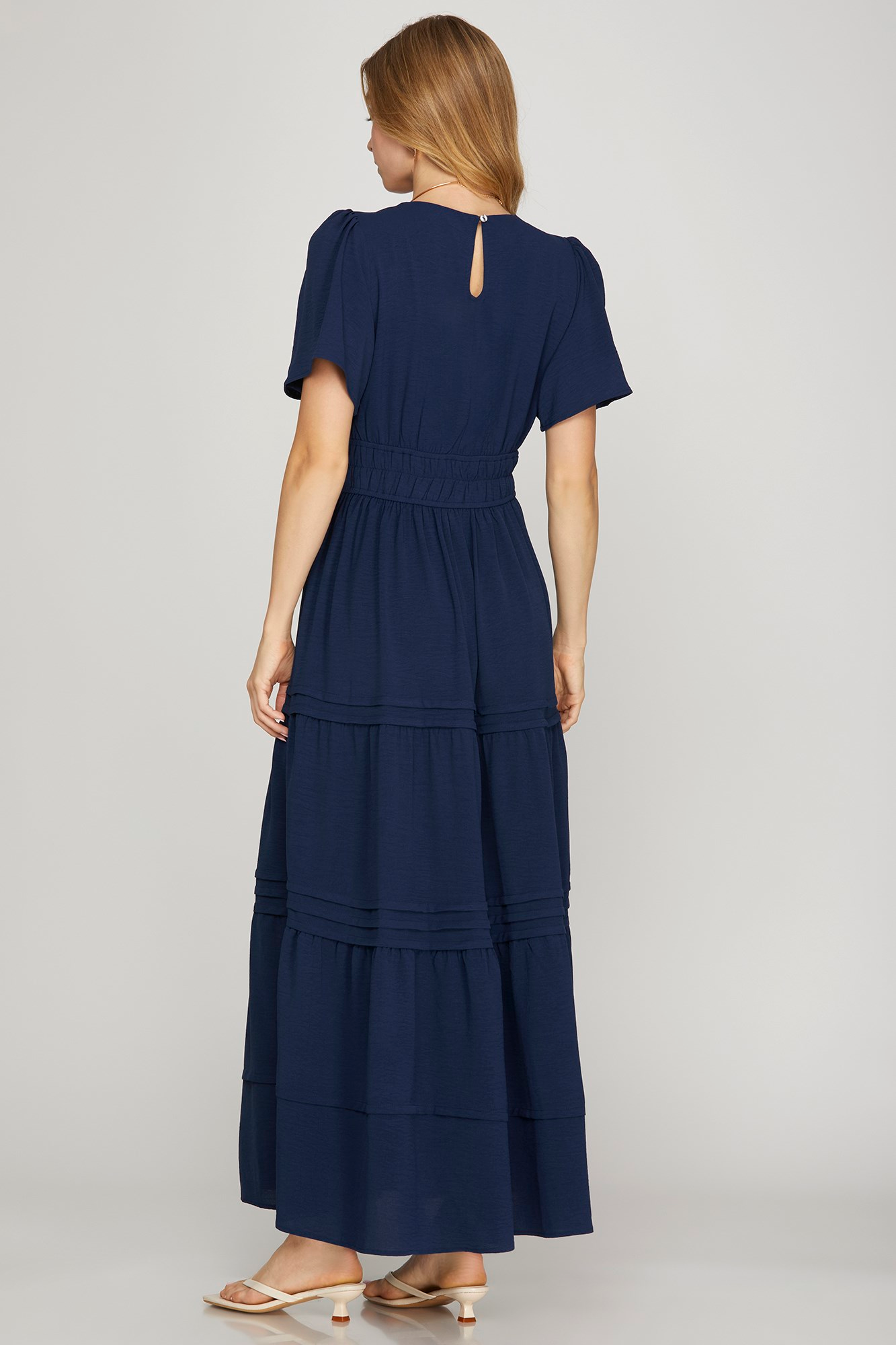 Short Sleeve Surplice Maxi Dress