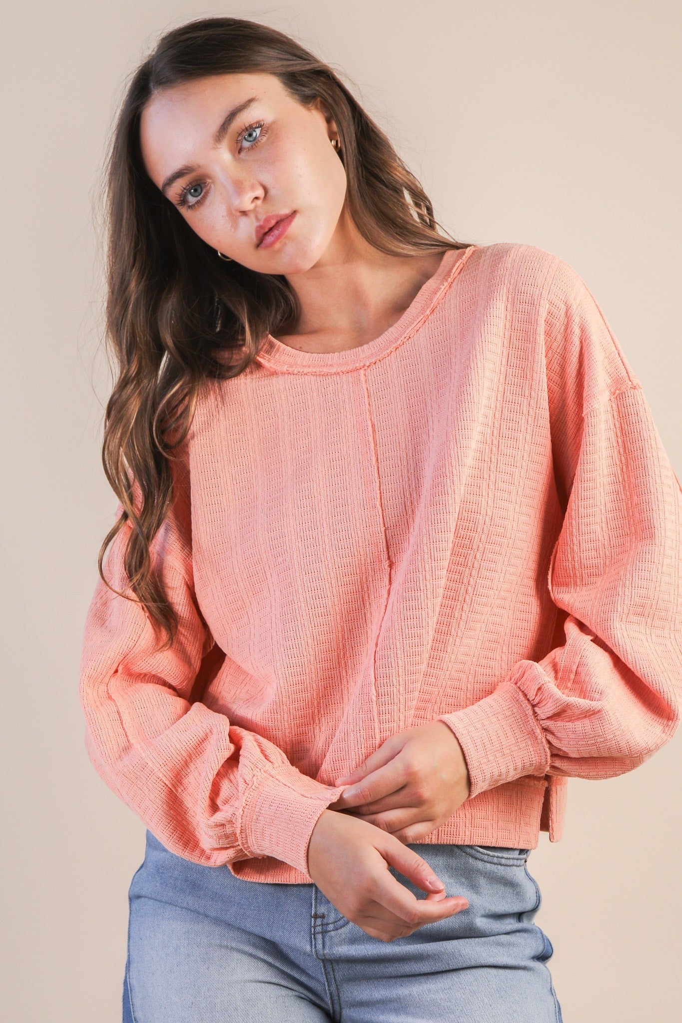 Solid Drop Shoulder Top