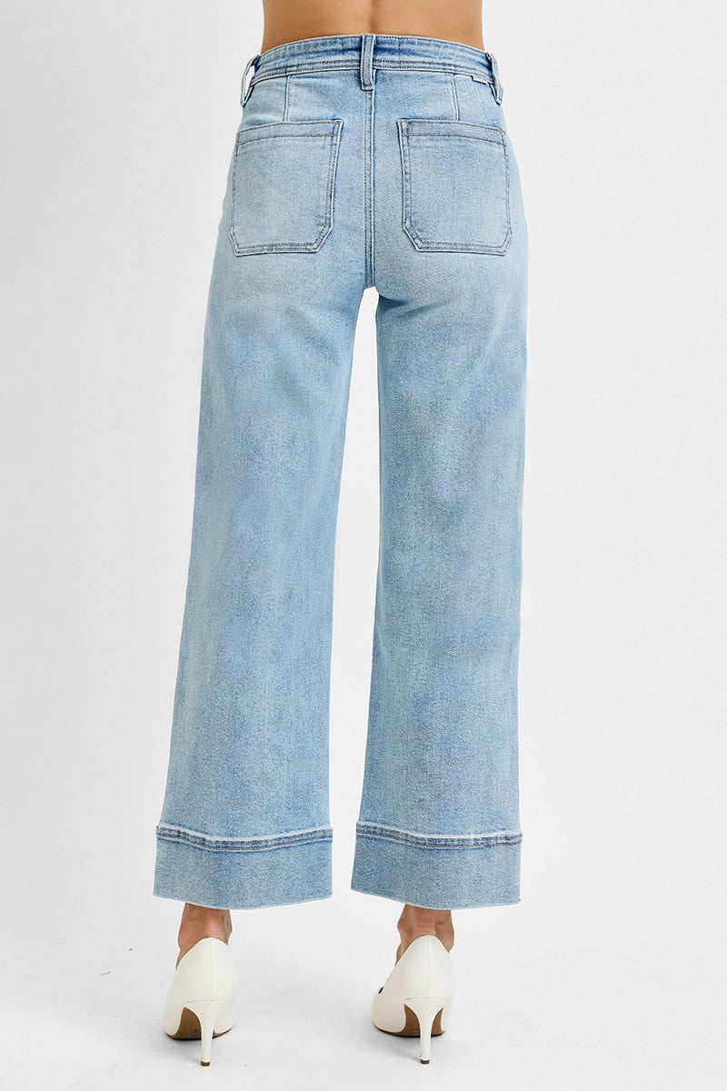April's Light Wash High Rise Wide Leg Crop Jeans