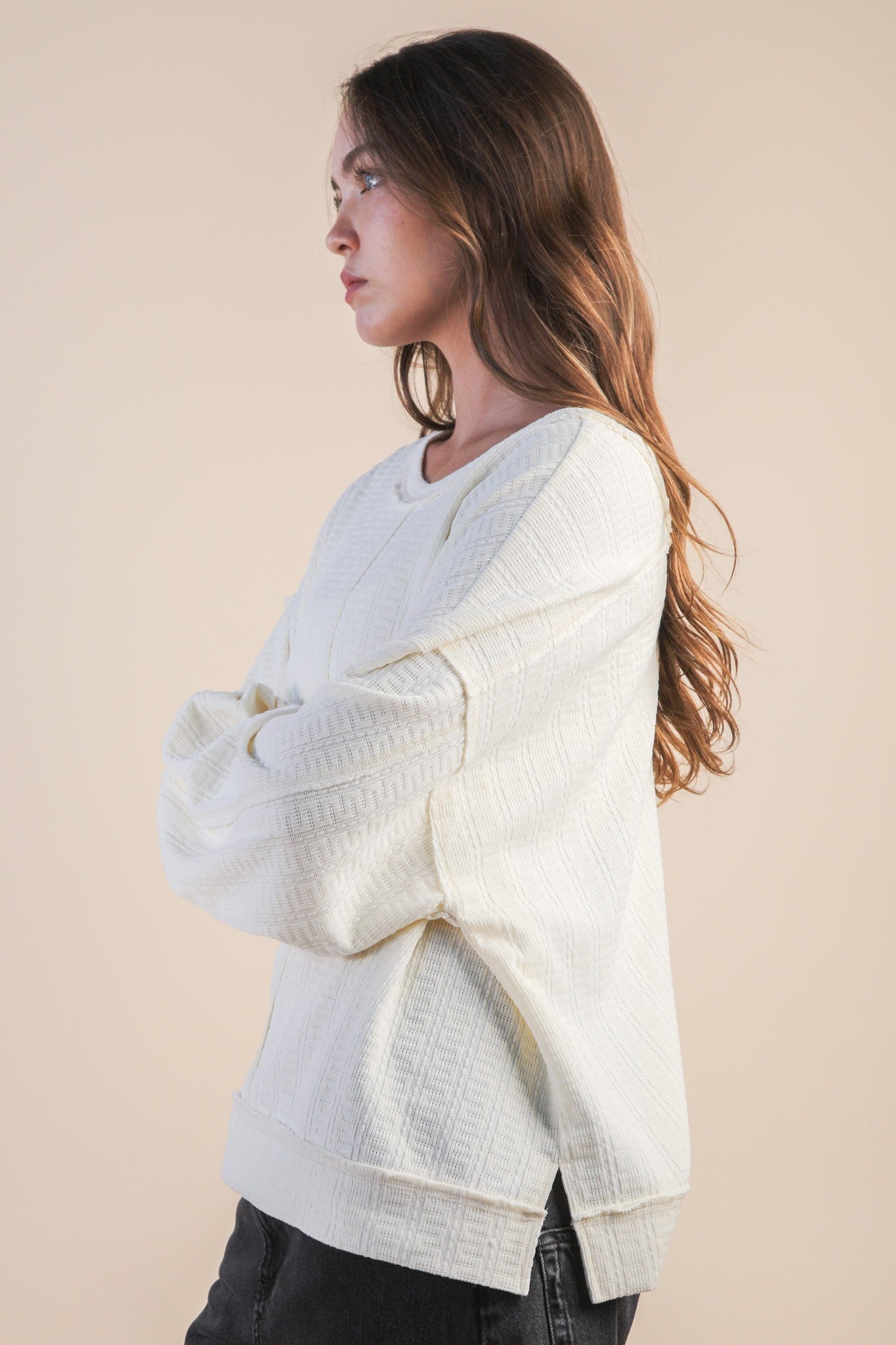 Solid Drop Shoulder Top