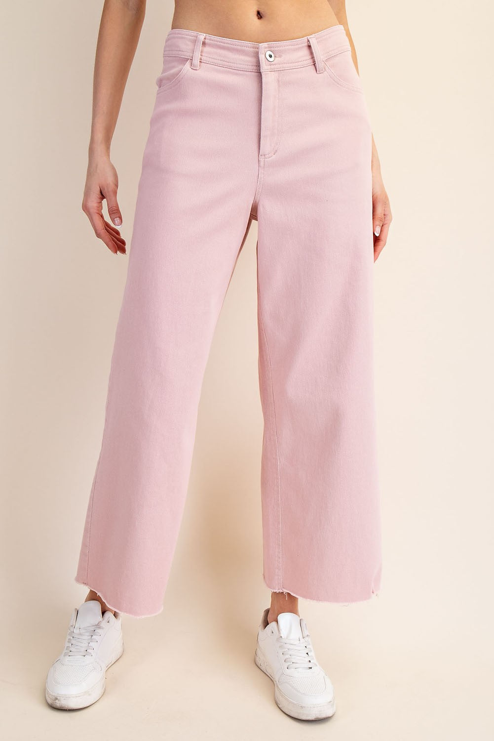 Curvy Dusty Pink Wide Leg Twill Pant