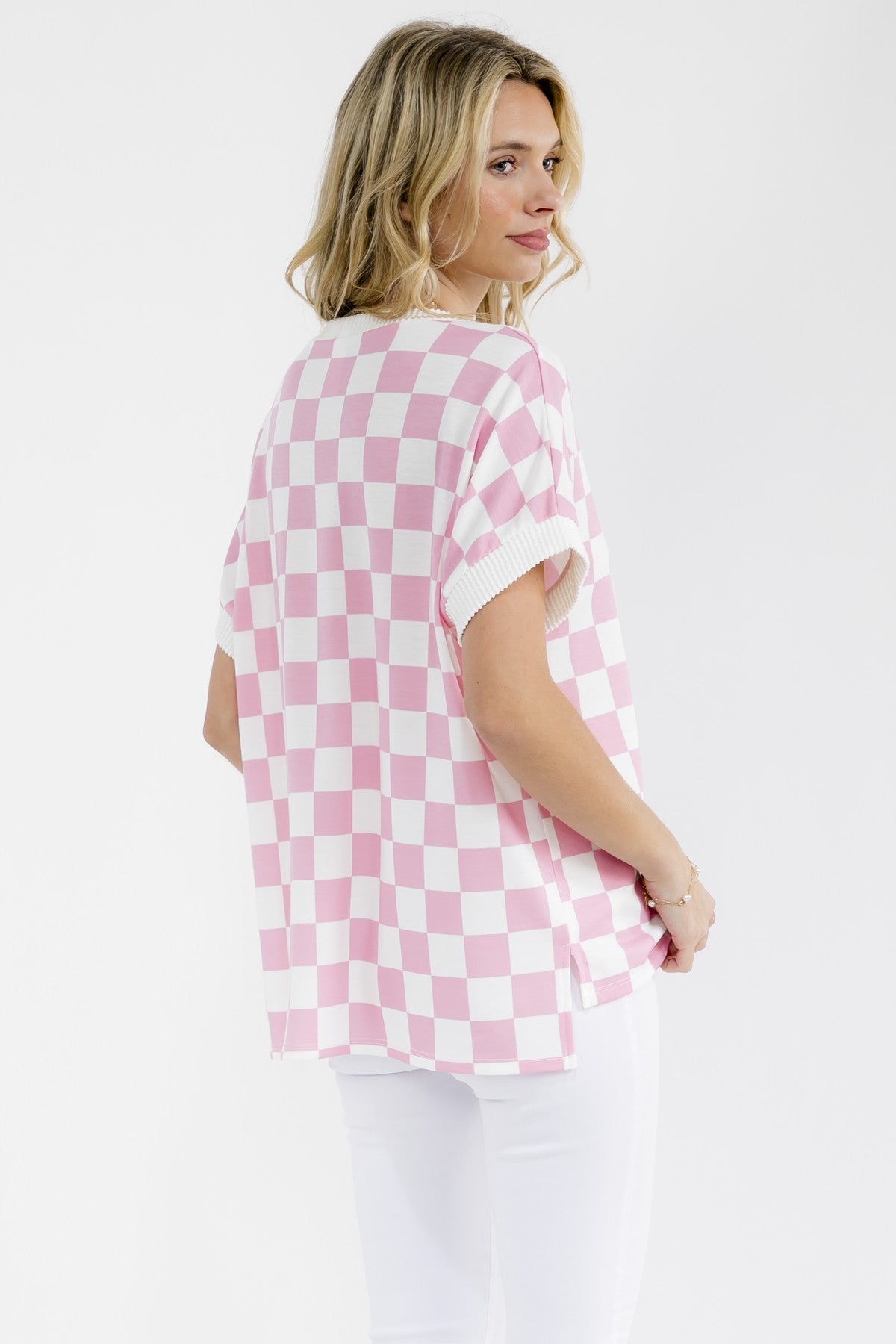 Checkered Short Sleeve Top