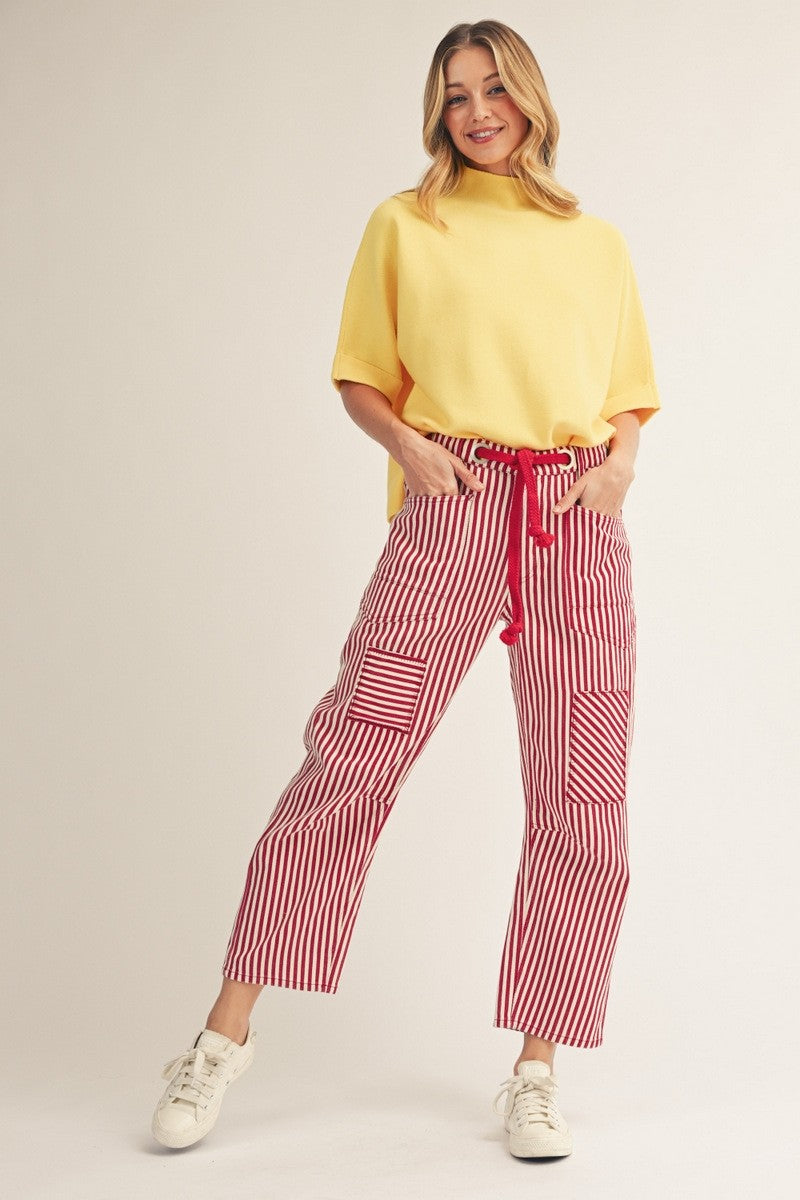 Cotton Drawstring Waist Barrel Pants