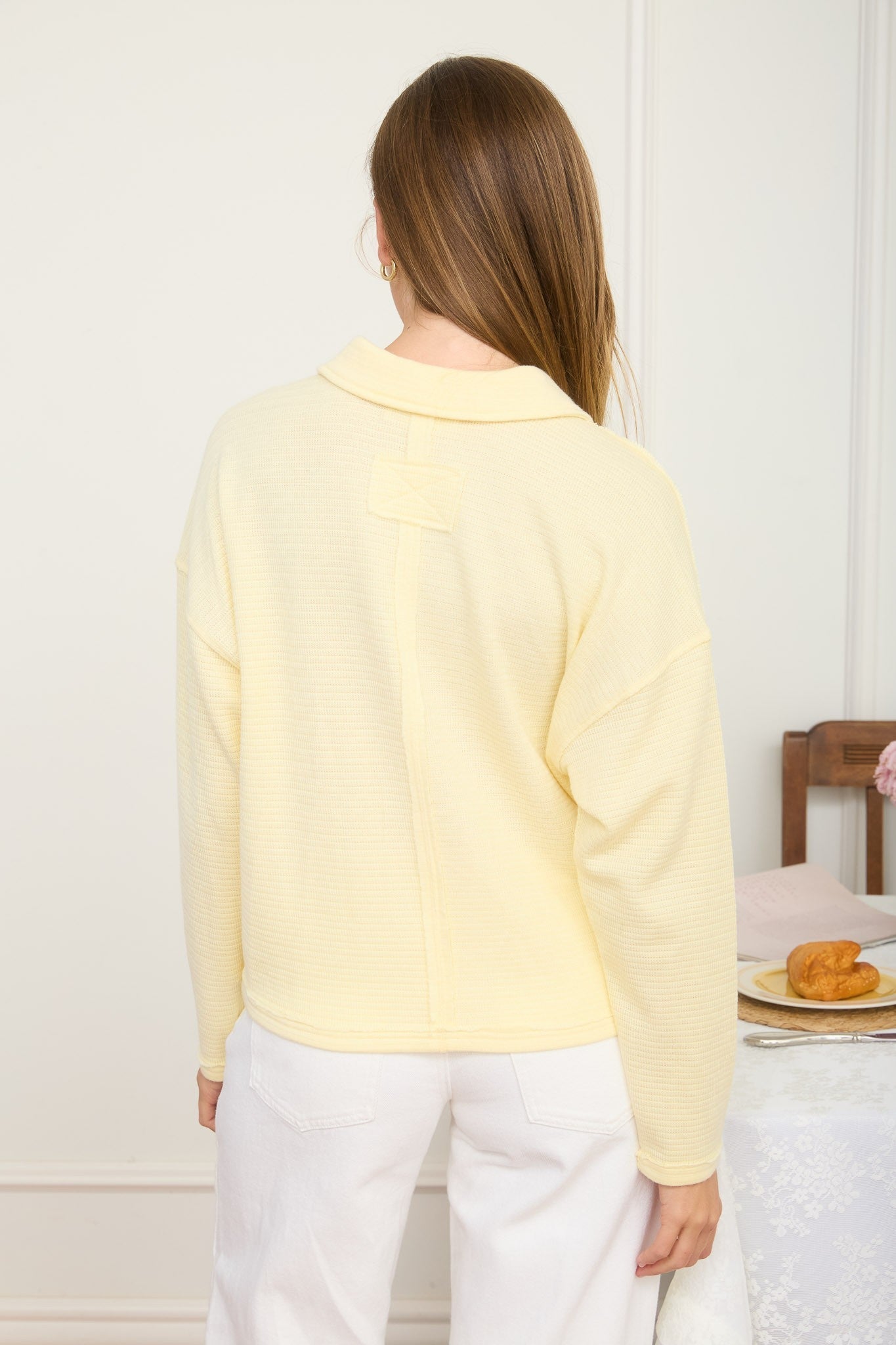 Exposed Seam Long Sleeve Collared Shirt