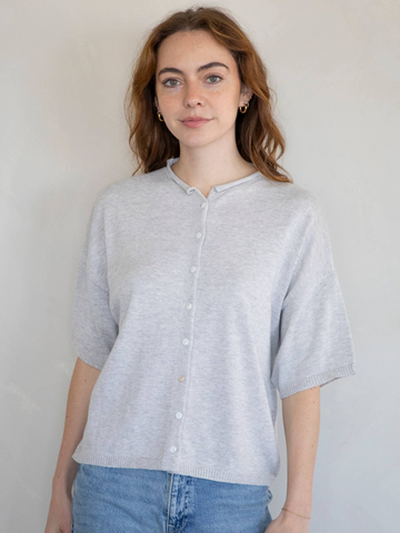 Heathered Gray  Short Sleeve Cardigan