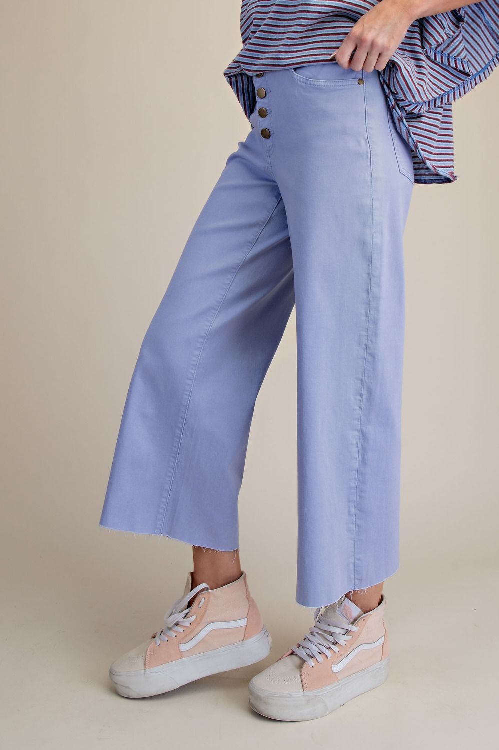 Blue Button Front Pants