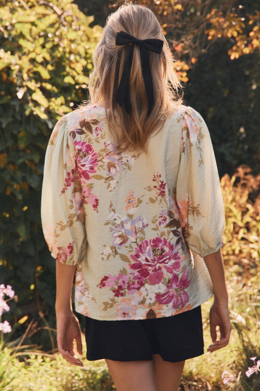 Mint Floral V-Neck Top