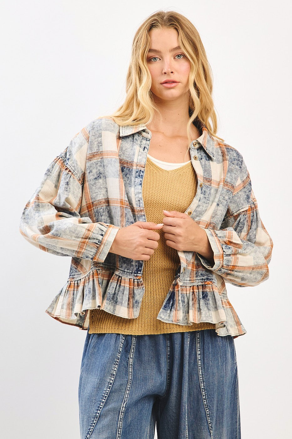 Plaid Flannel Peplum Top