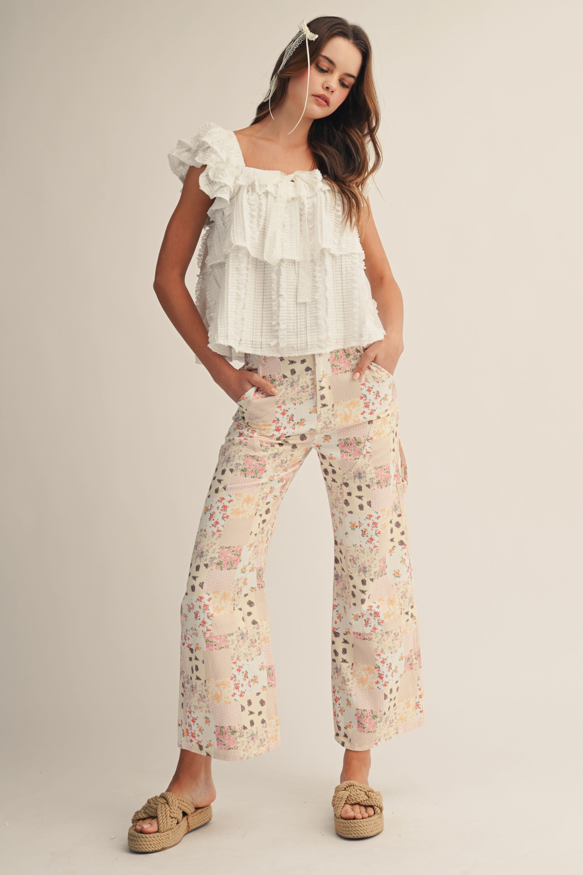 Pink Pastel Patchwork Wide Leg Pants