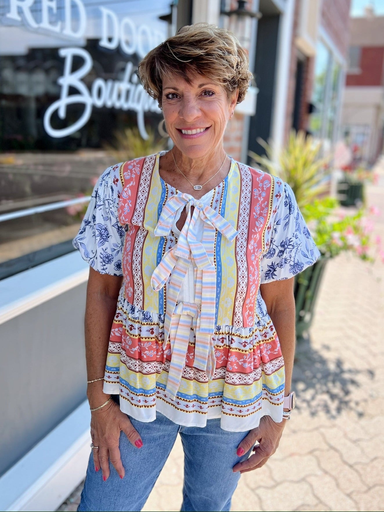 White Puff Sleeve Floral Babydoll Top