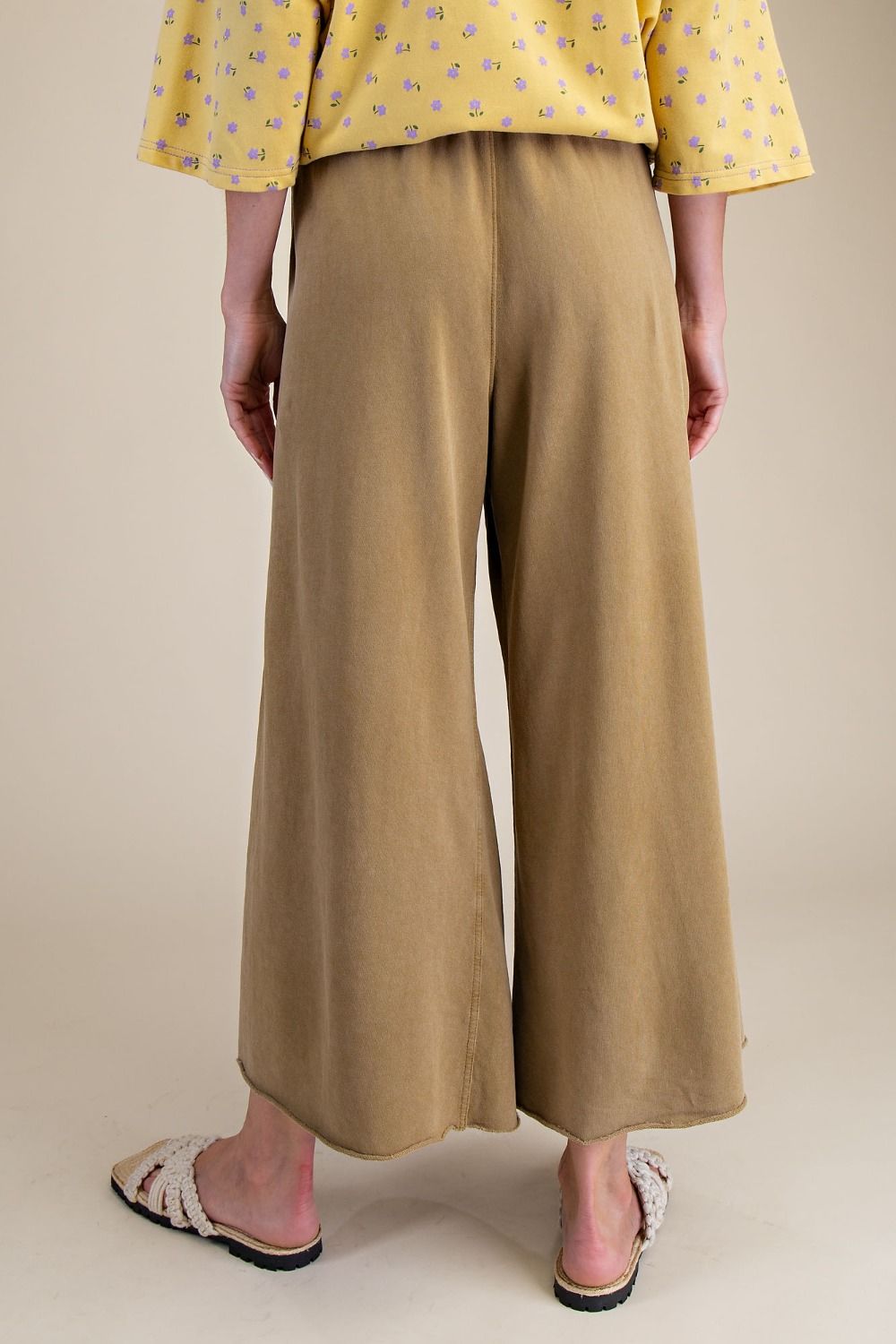 Ankle Olive Mineral Wash Terry Pants
