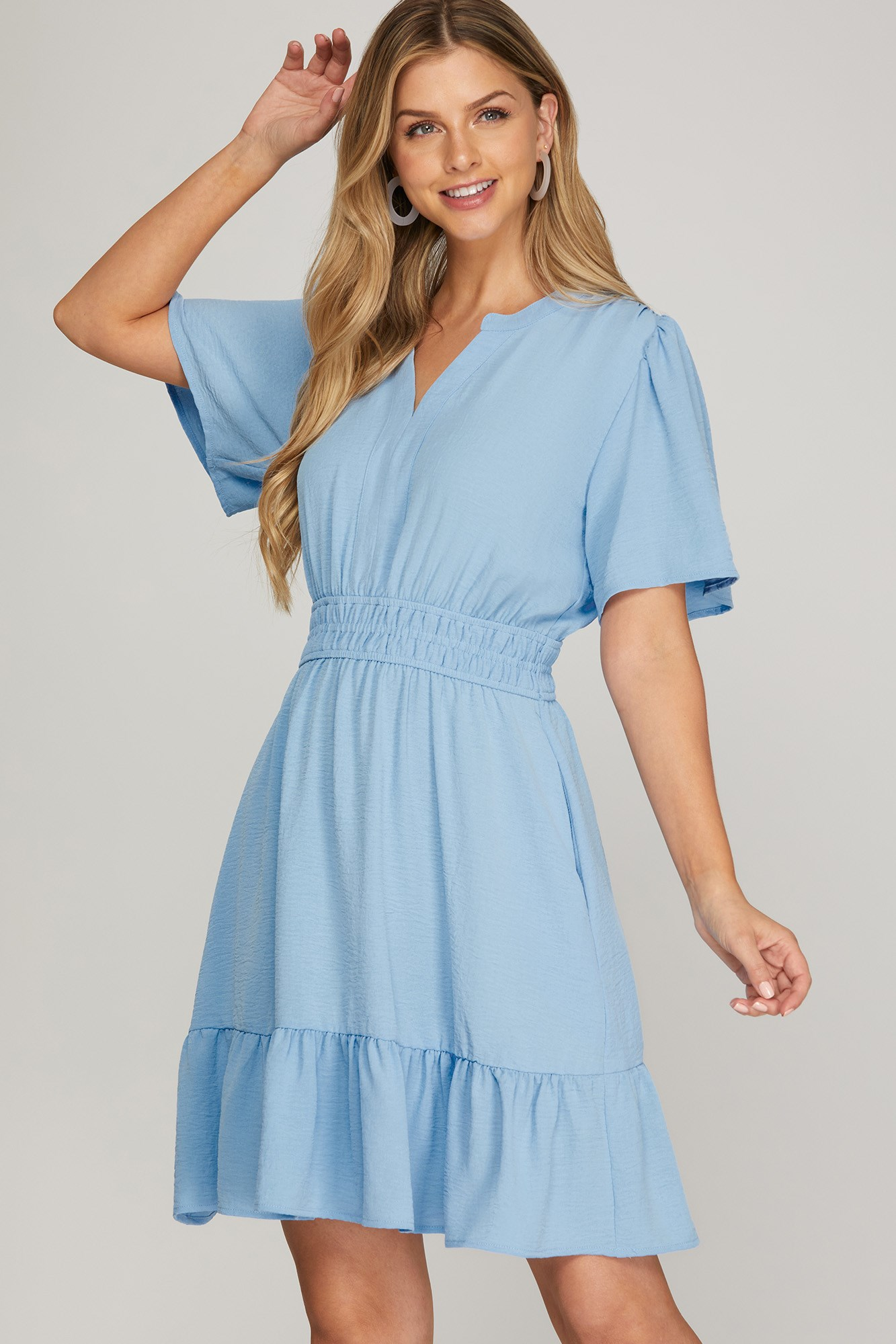 Bell Sleeve Woven Dress