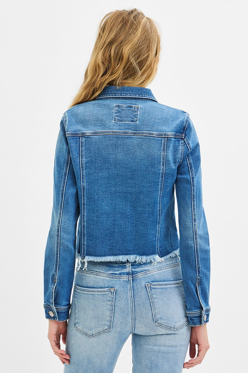 Curvy Irregular Fray Hemmed Jacket