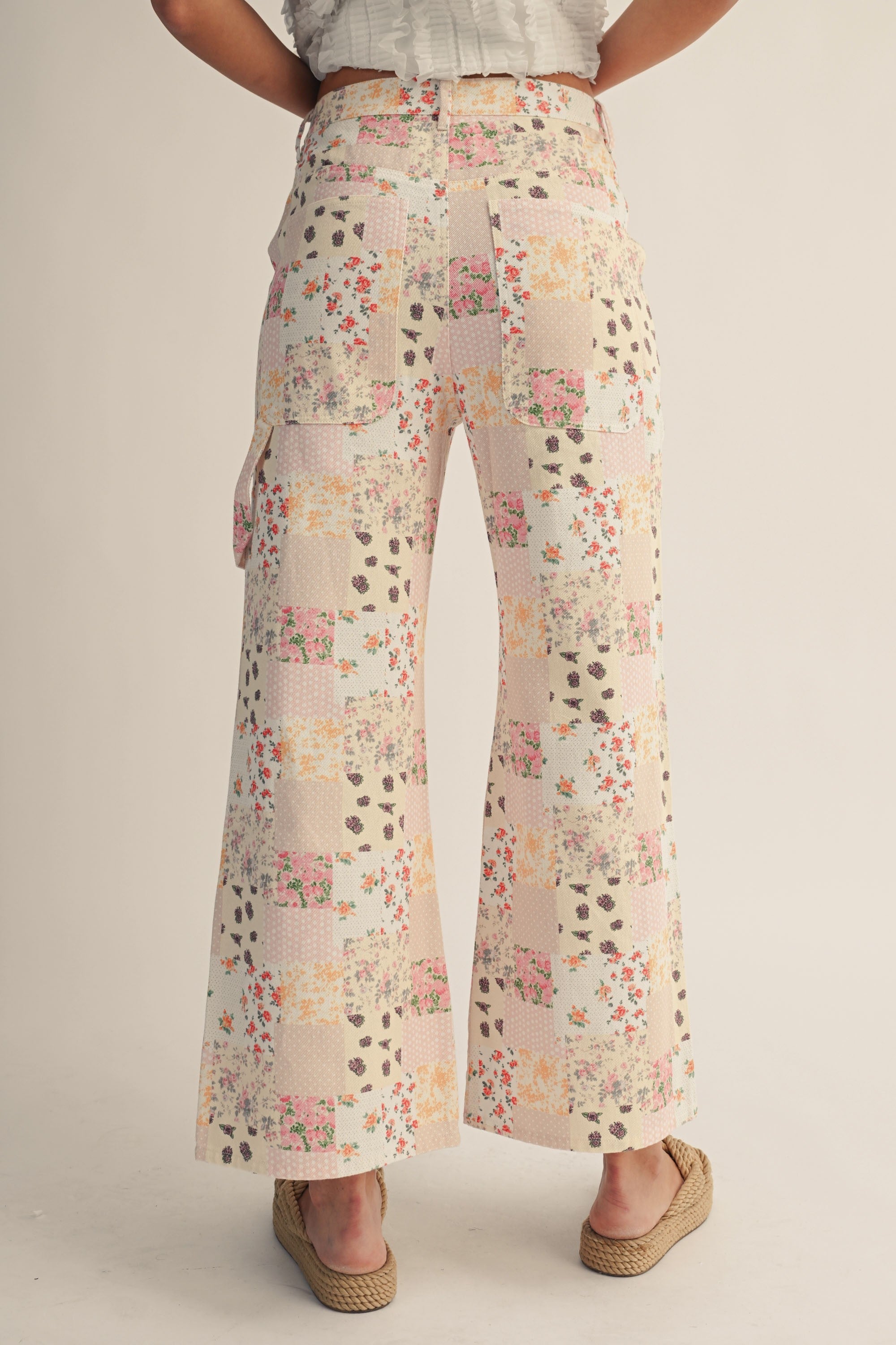 Pink Pastel Patchwork Wide Leg Pants