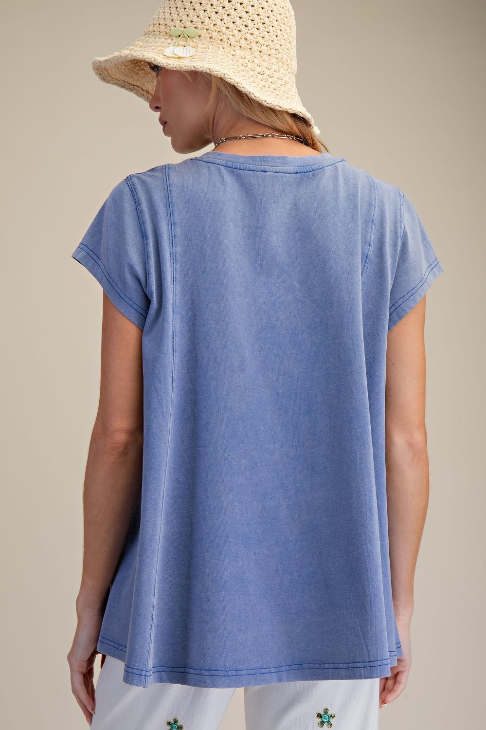Short Sleeve Mineral Wash Swing Top