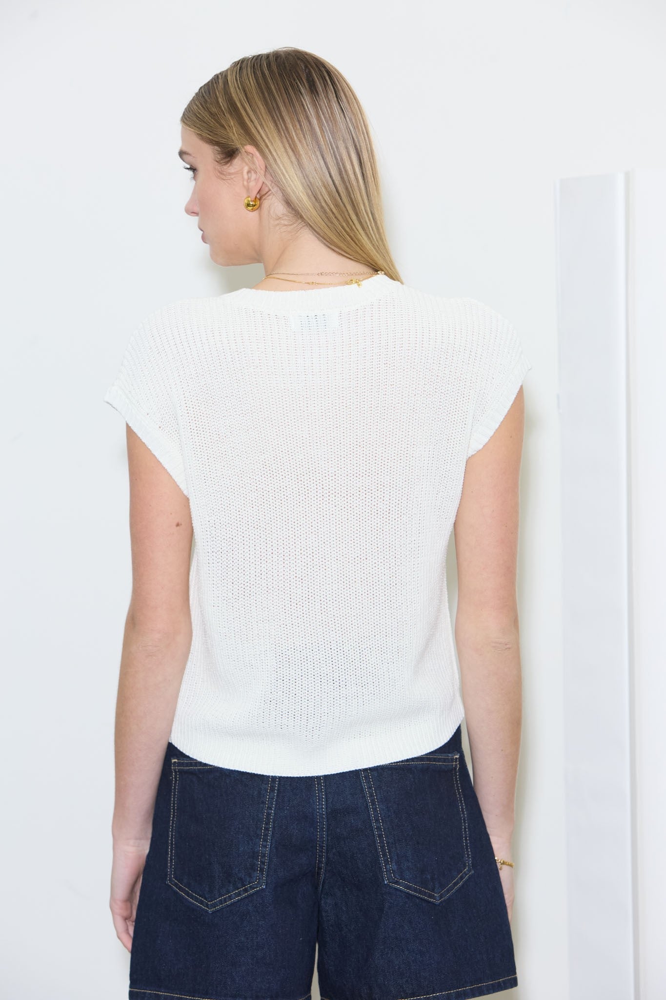 Short Sleeve Button Down Knit Cardigan