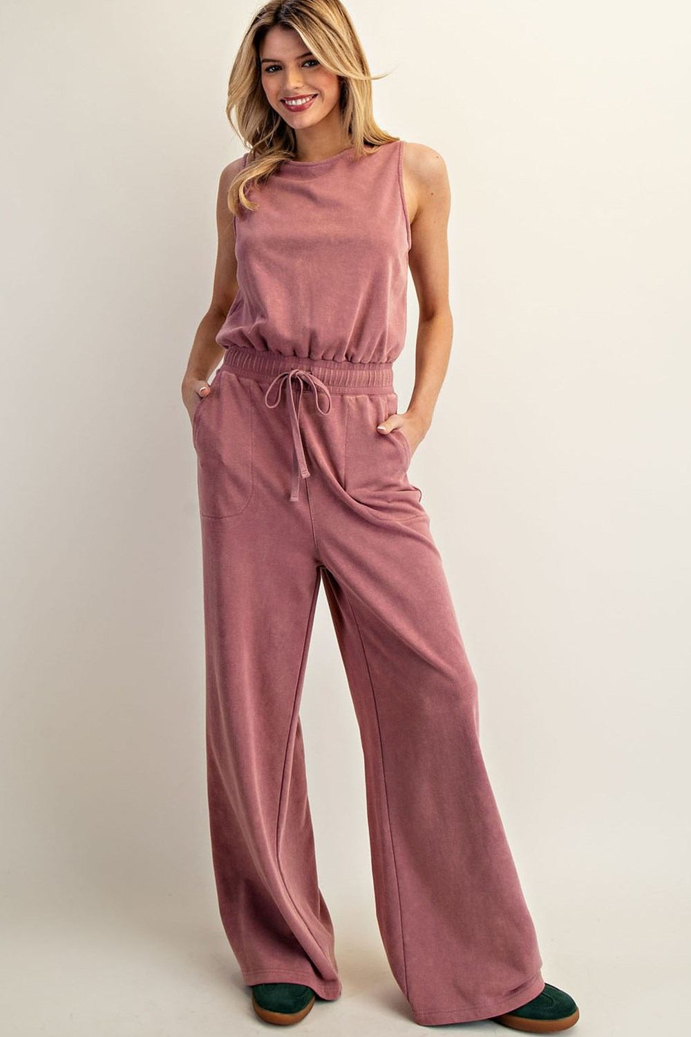 Raspberry Mineral Washed Sleeveless Jumper