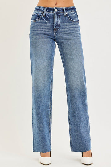 Marin's TC Mid Rise Raw Hem Straight Leg Jean
