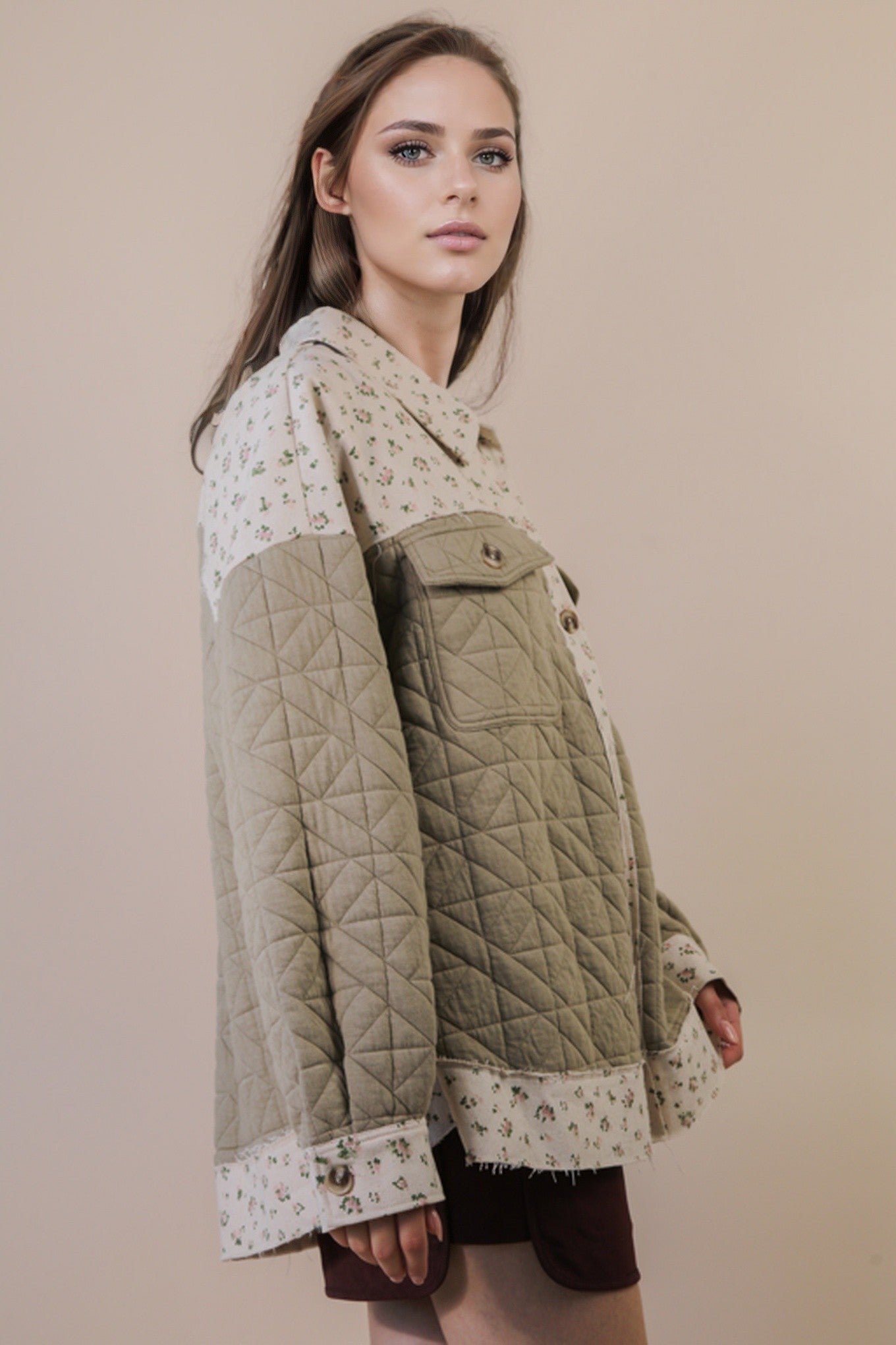 Quilted Floral Button Down Shacket