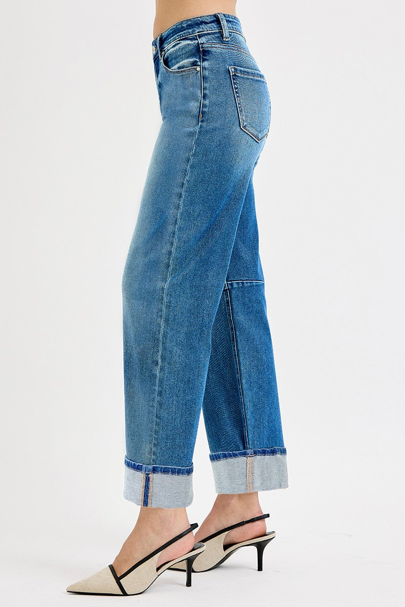 Chyler's Crop Barrel Cuffed Jeans
