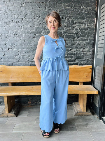 Light Blue Pants W/ Scallop Detail