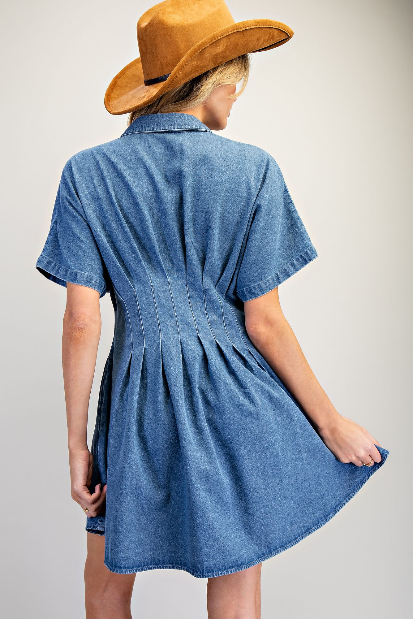 Pleated Button Down Dress