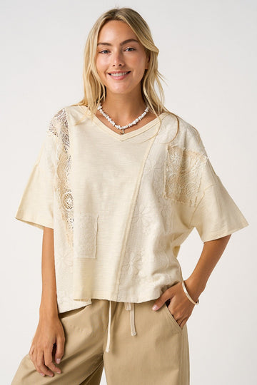 Ivory Patchwork Lace Shirt