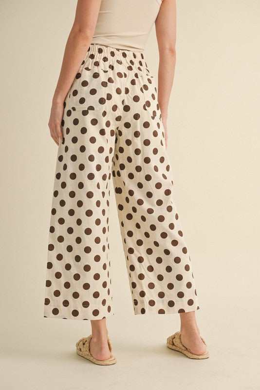 Brown Polka Dot Wide Leg Pants