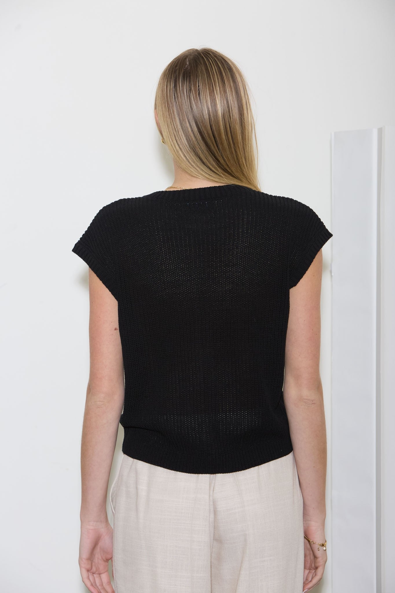 Short Sleeve Button Down Knit Cardigan