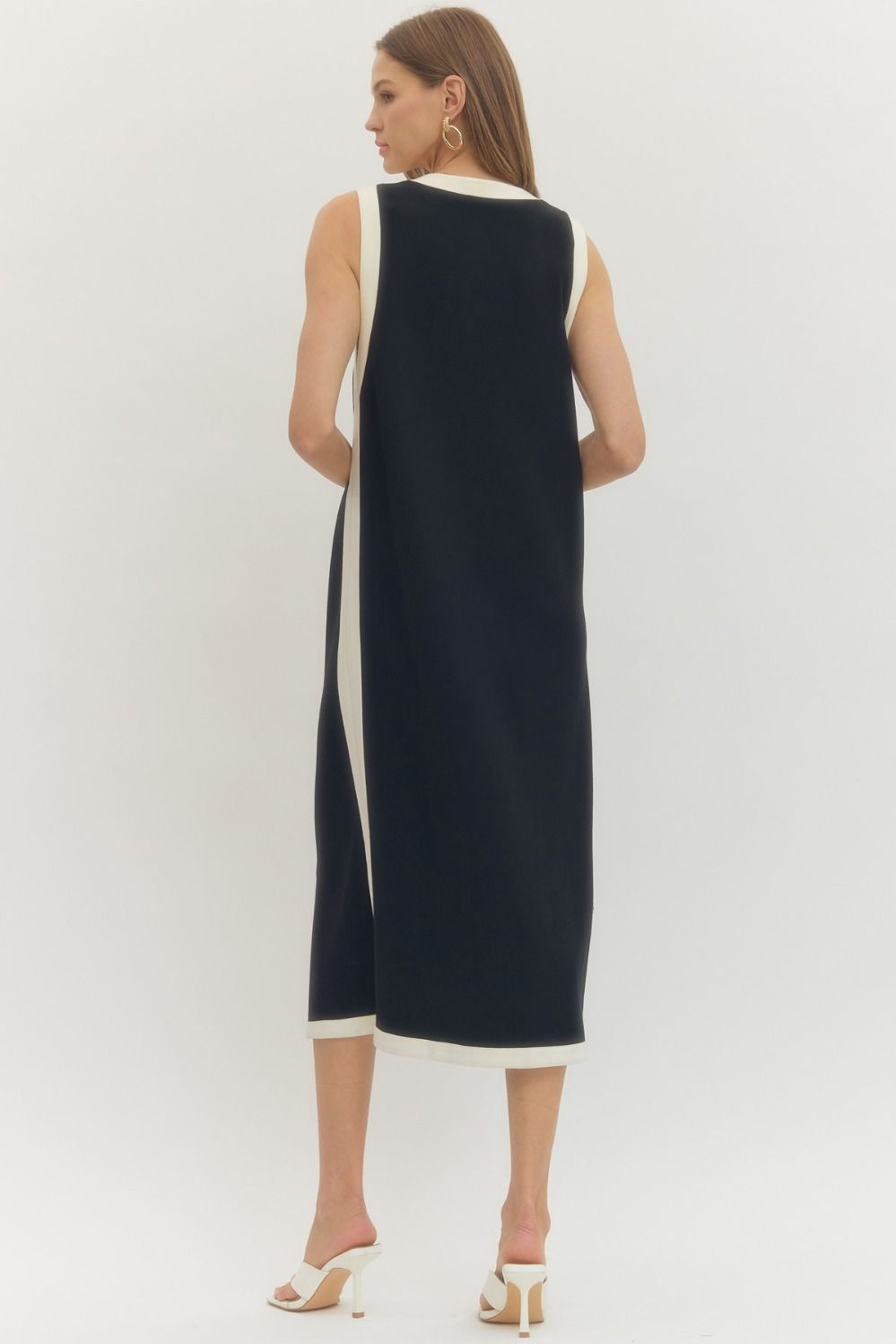 Black Cream Trim Maxi Dress