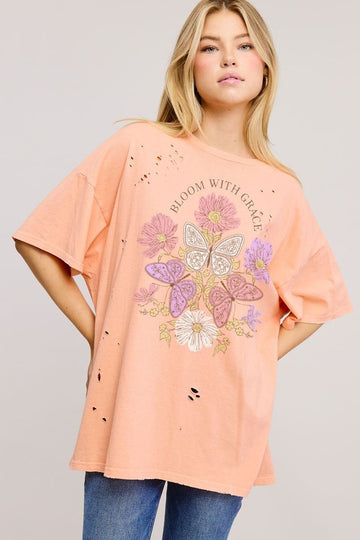 Peach Bloom With Grace Graphic Tee