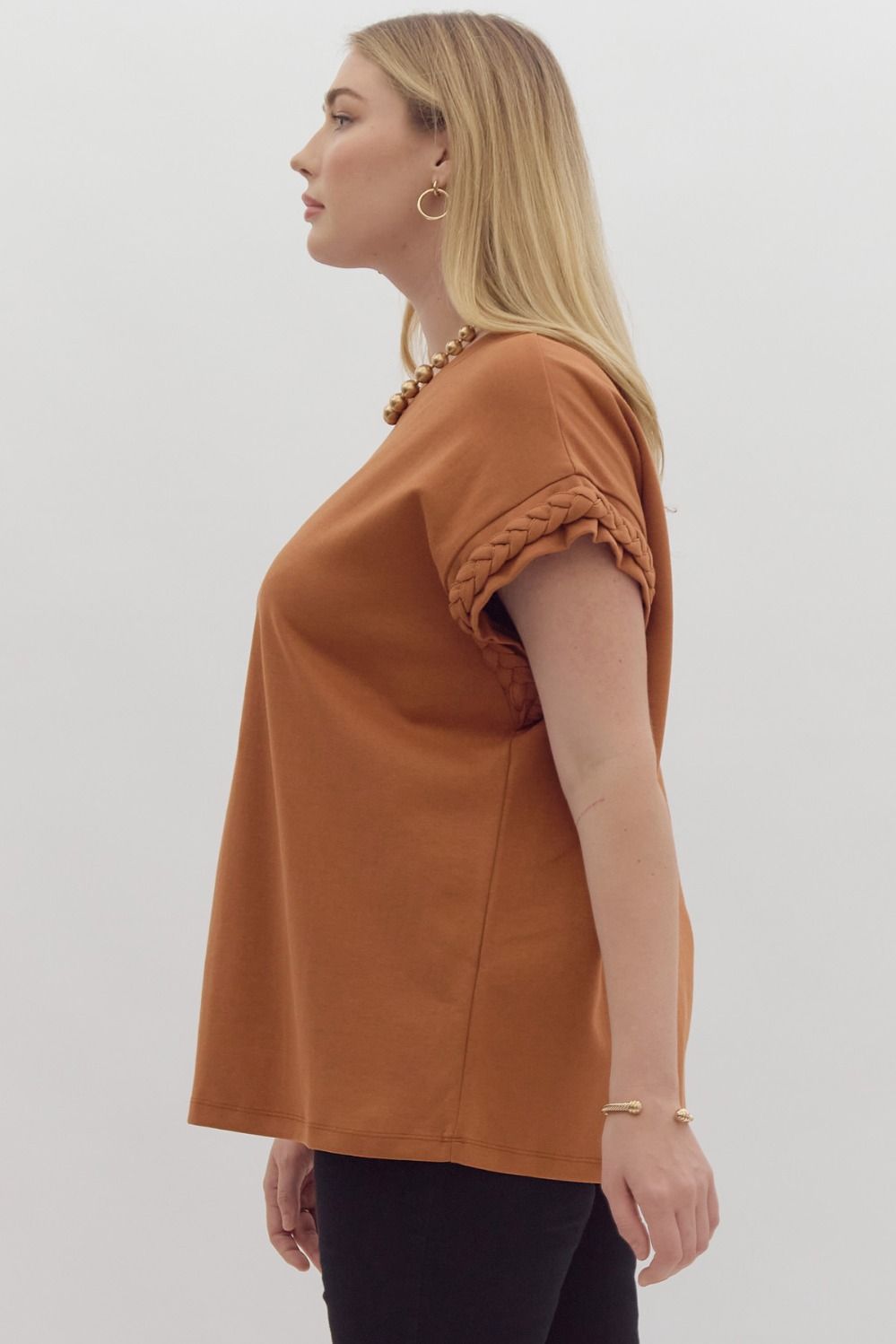 Curvy Braided Cap Sleeve Top