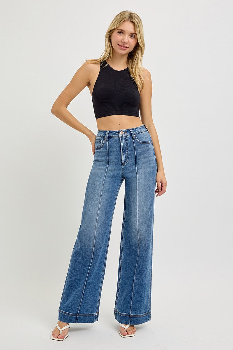 Ollie's High Rise Wide front Pintuck Jeans